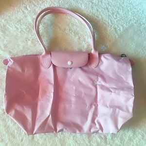 Longchamp Le Pliage Medium Long Handle Nylon Shoulder Tote Pink